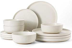 Richmount Milkyway Plates and Bowls Set, 12 Pieces Dinnerware Sets, Reactive Glaze Dish Set, Stoneware Dishes Set for 4, Matt