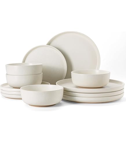 FACAZ Service de Vaisselle en Porcelaine 56/60 pièces pour 10-12 Personnes, Ensemble d'assiettes et de Bols, Service de Table à dîner - pour pâtes, Salade, Plat Principal, collation et, B