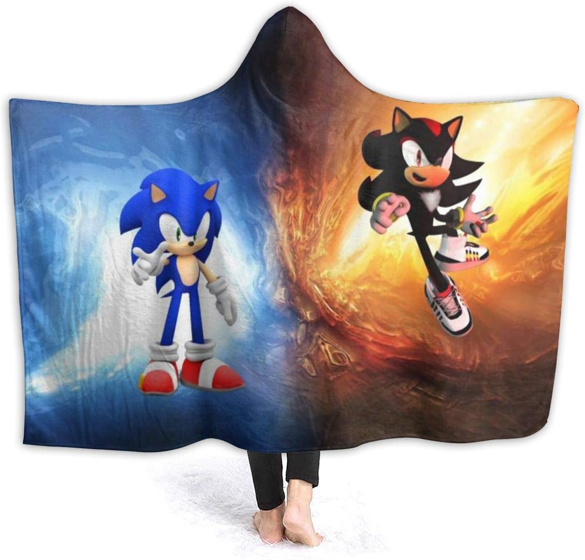 Amazon Com Fall Hooded Blankets For Mens Womens Sonic And Shadow The Hedgehog Game Poster Wearable Blankets For Graduation Office Nap Time All Seasons Soft Moving Throw Blanket Kitchen Dining