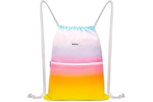 WANDF Drawstring Backpack String Bag Sackpack Cinch Water Resistant Nylon for Gym Shopping Sport Yoga (Rain bow)