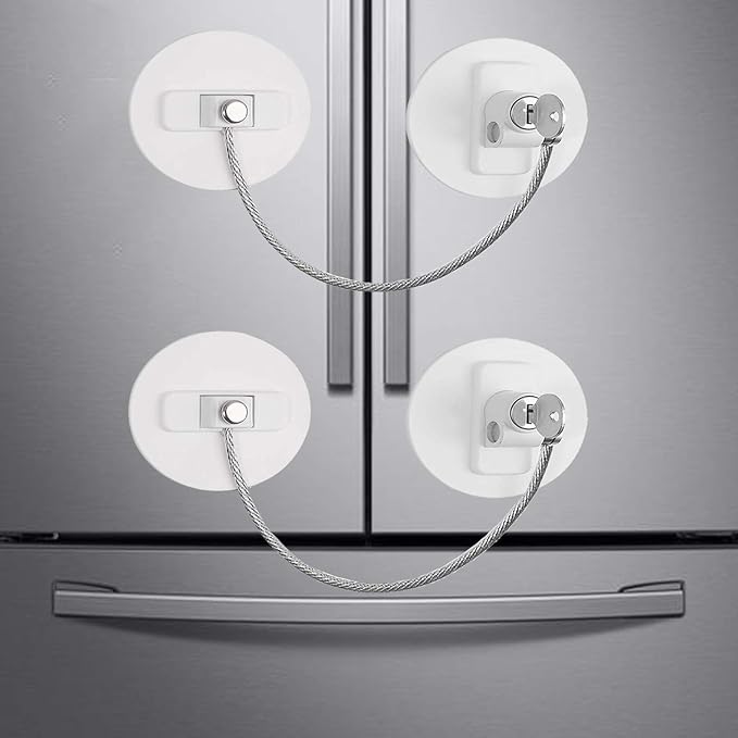 2 Pack Refrigerator Locks with 2 Keys, Child Safety Mini Fridge Locks
