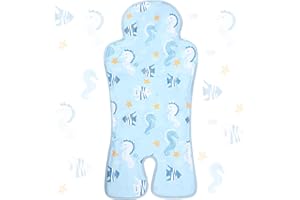 Pinkunn Gel Car Seat Baby Cooling Pad for Summer Breathable Stroller Cooler Pad Multifunctional Carseat Cooling Mat for Baby Child Dining Chair Safety Seat Stroller(Blue,Seahorse)