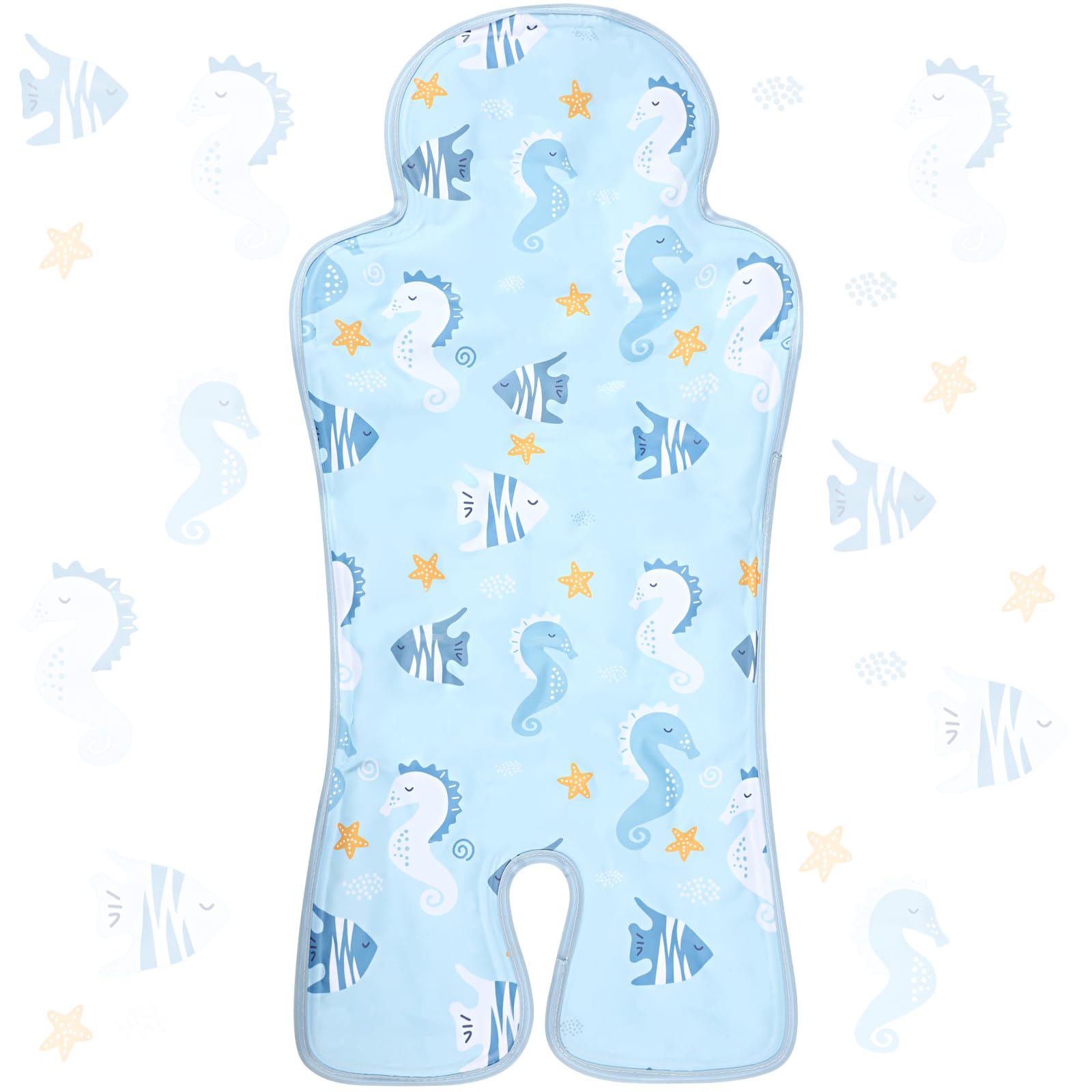 Photo 1 of Pinkunn Gel Car Seat Baby Cooling Pad for Summer Breathable Stroller Cooler Pad Multifunctional Carseat Cooling Mat for Baby Child Dining Chair Safety Seat Stroller(Blue,Seahorse)