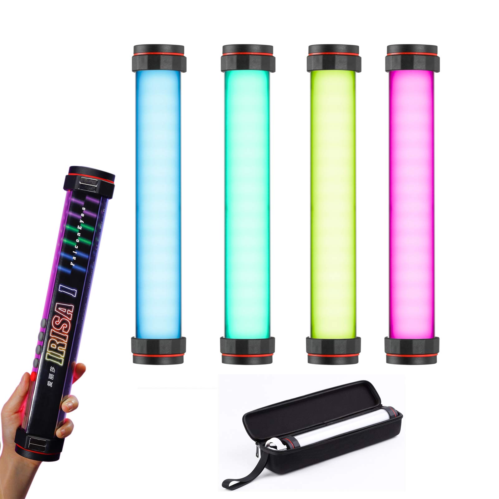 Falcon Eyes IRISA 1 RGB LED Video Light Stick 13W 340mm Dimmable 2500K-9999K LED Photo Continuous Lighting Built-in Magnetic Absorption 20 Scenario Mode APP Control