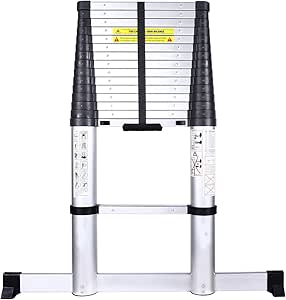 MXCYSJX Escalera telescópica de 15.5 pies con Barra estabilizadora
