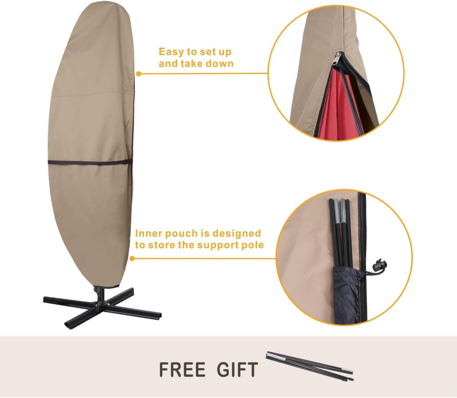 ULTCOVER Patio Umbrella Cover - 600D Waterproof Outdoor Offset Banana Style Umbrella Cover - Fits Cantilever Offset Umbrella 12-14 Feet : Garden & Outdoor