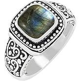 Natural Cushion Shape Gemstone 925 Silver Overlay Statement Ring for Women - Handmade Jewelry Gifts for Her Mom Wife Sister