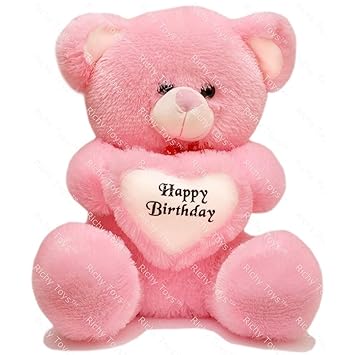 Buttercup Soft Teddy Bear with Happy Birthday Text - 2 Feet (60 cm, Pink)