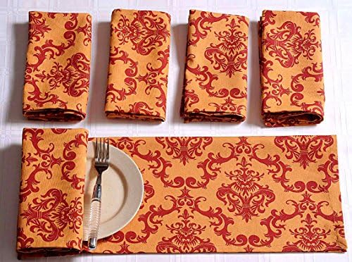 Premium Cotton Cloth Napkins Set Of 6 Size 16 X 16 Inches Colored Red Motif Personalized Kitchen Dinner Table Wedding Party Décor Indian Home Dinning Decorations