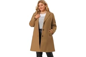 Agnes Orinda Women's Plus Size Coat Single Breasted Notched Lapel Elegant Long Winter Coats 2025