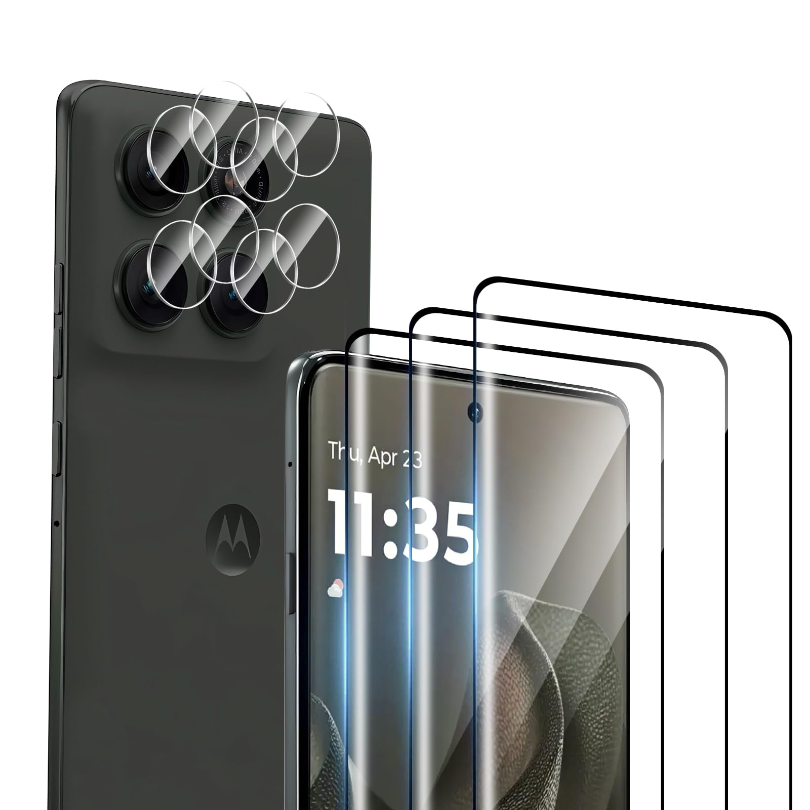 Photo 1 of [3 Pack]Designed for Motorola Edge 2025 Screen Protector + [2 Pack]Moto Edge 2025 Camera Lens Tempered Glass protector.9H Hardness,Bubble-Free,Anti-Fingerprint[Easy Installation]