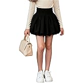 WDIRARA Girl's Bubble Skirts Elastic Waist Ruffle Hem Puffy Cute Mini Skirt