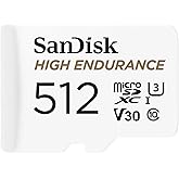 SanDisk 512GB High Endurance Video microSDXC Card with Adapter for Dash Cam and Home Monitoring Systems - C10, U3, V30, 4K UH