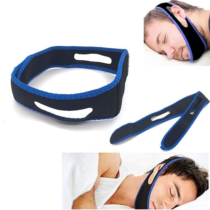 Amakza Heiß Strap Einstellbare Komfortable Naturgurte Erweiterte Lösung Anti-Schnarch-Gerät für Mann Frau Kinder (Farbe : Bla