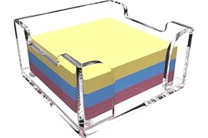 XQIGI Acrylic Sticky Note Holder for 3 x 3 Post Pop Note , Clear Crystal Notepad Dispenser Self-Stick Note Pad Holders for Dorm Room Office Desk Organizer (A)