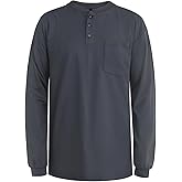Welding Shirt 5.5OZ FR Henley Shirts for Men, 100% C Flame Resistant Welding Jacket for Work, Men's Fire Retardant Clothing for Men, Grey-HL L