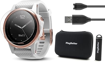 garmin fenix 5s sports watch with white band