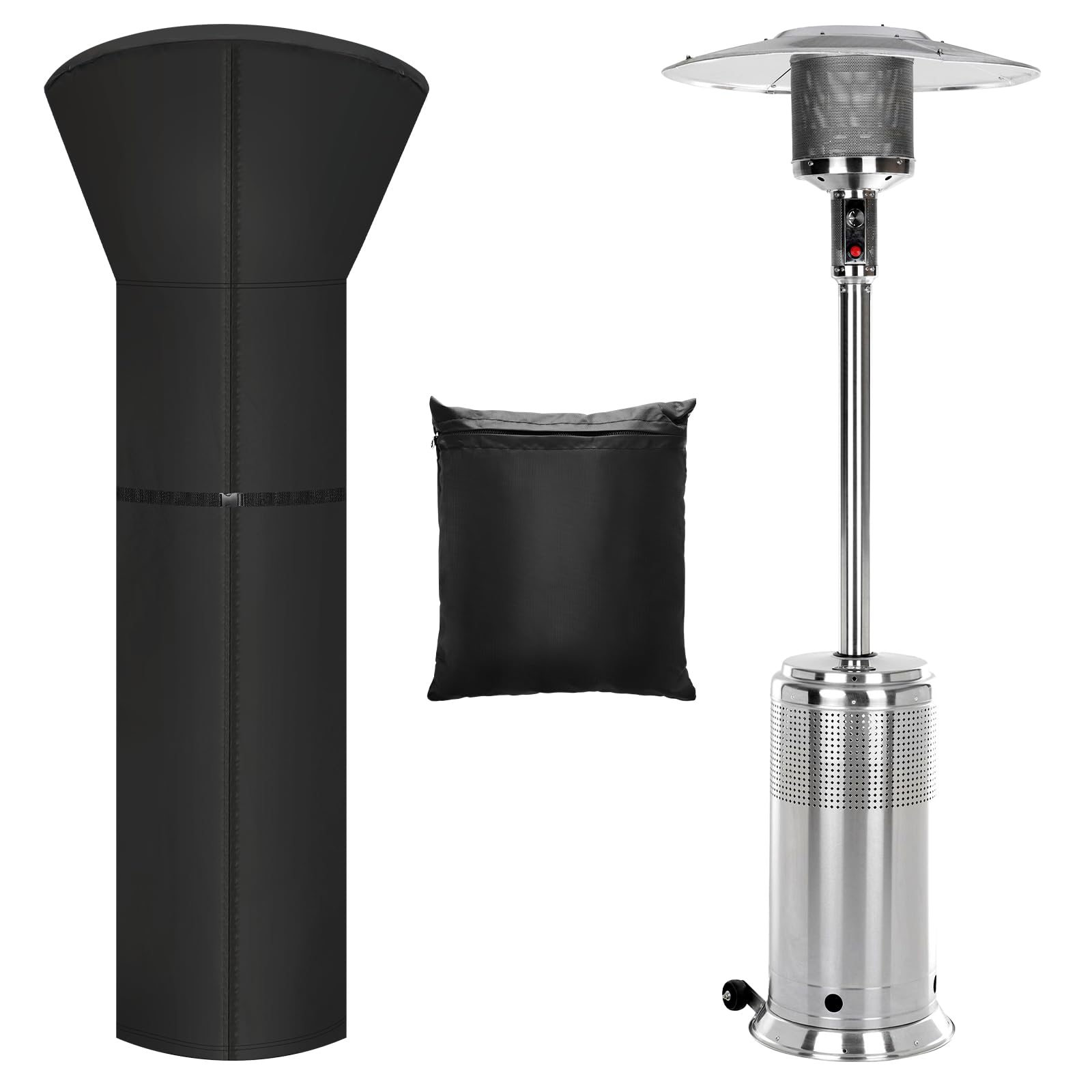 Windspeed Patio Heater Cover, 420D Outdoor Heater Cover for Standing Lamp Garden with 2 Meter Zipper/ Storage Bag/ Buckle (226 x 85 x 48 cm)