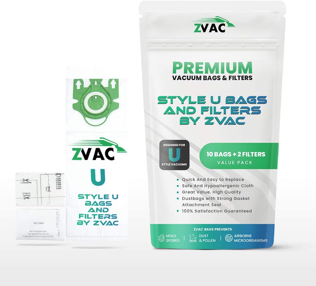Amazon Com Zvac Miele U Vacuum Bags Premium Replacement For Miele Parts 7282050 Fits Type U1 S7 S7000 S7999 Series Hypoallergenic Cloth Compatible With Miele Upright Vacuums 10 Pack