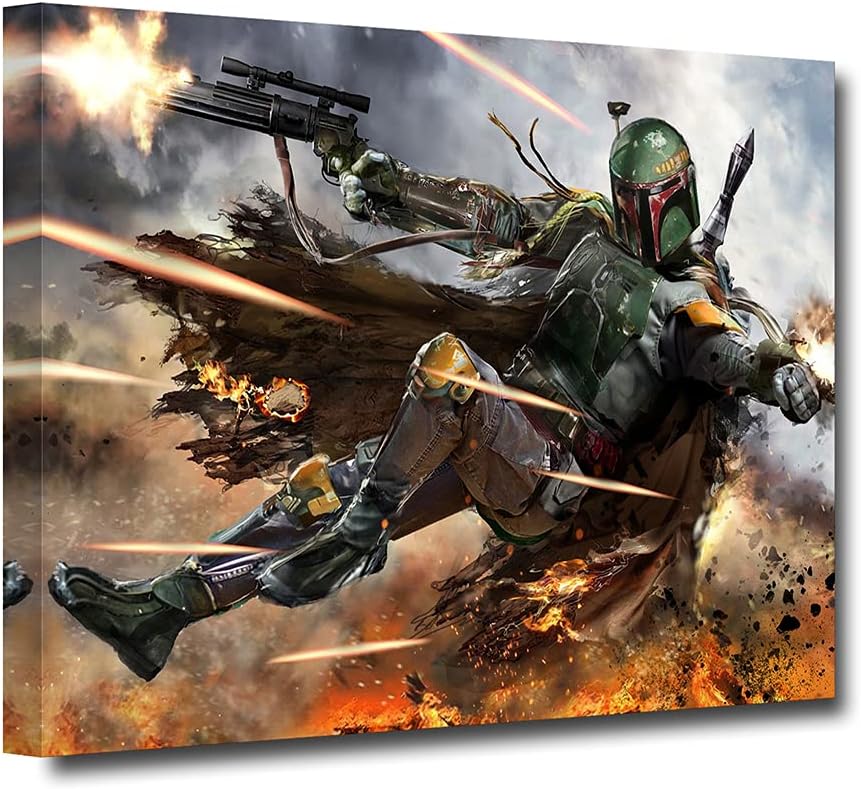 Boba Fett Poster Movie Poster Bounty Hunter Classic Canvas Wall Art Home Decor Mural Home Decoration Stretched Gallery Canvas Wrap Giclee Print