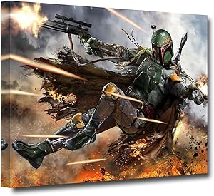 Boba Fett Poster Movie Poster Bounty Hunter Classic Canvas Wall Art Home Decor Mural Home Decoration Stretched Gallery Canvas Wrap Giclee Print