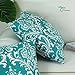 CaliTime Pack of 2 Soft Canvas Throw Pillow Covers Cases for Couch Sofa Home Decoration Vintage Solid Damask Floral 18 X 18 Inches Teal