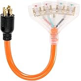 Generator Power Cord 30 Amp to 110 Adapter 4 Prong 30 Amp to 15 Amp Generator Adapter NEMA L14-30P Male to 4X 5-20R Female wi