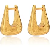 14K Gold/Silver Square Hoop Earrings for Women - Teardrop Hypoallergenic Stainless Steel Huggie Hoops Small Latch Back Geometric Minimalist Jewelry Gifts for Everyday Birthday Anniversary