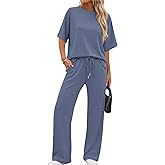 XIEERDUO Women's Side Slit Lounge Sets 2 Piece Travel Outfits Airport Tracksuit Oversized Wide Leg Loungewear S-3XL