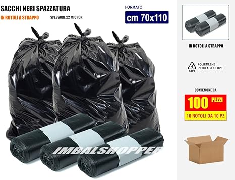 Sacchi Spazzatura 110 Litri Per La Raccolta Differenziata E Indifferen - Foto 6