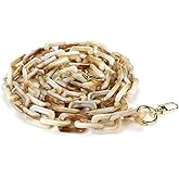 Savagrow 47.24"/120cm DIY Acrylic Resin Replacement Chain Purse Shoulder Strap with Buckle, Beige Rectangle Chain Link