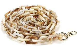 Savagrow 47.24"/120cm DIY Acrylic Resin Replacement Chain Purse Shoulder Strap with Buckle, Beige Rectangle Chain Link
