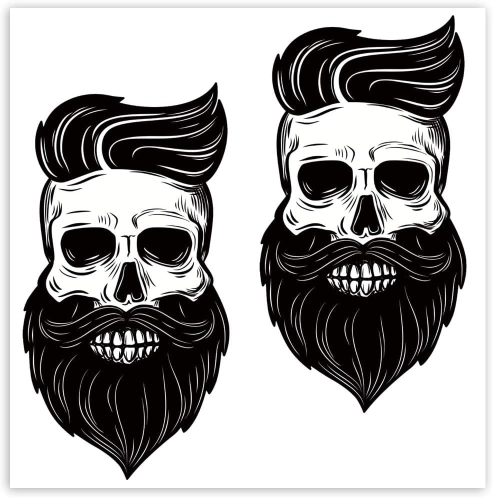 SkinoEu® 2 x Vinyl Self-Adhesive Stickers Skull Beard Modern Laptop iPad Car Window Auto Moto Motorcycle Helmet Bike Skate Truck Racing Tuning B 136 Z*
