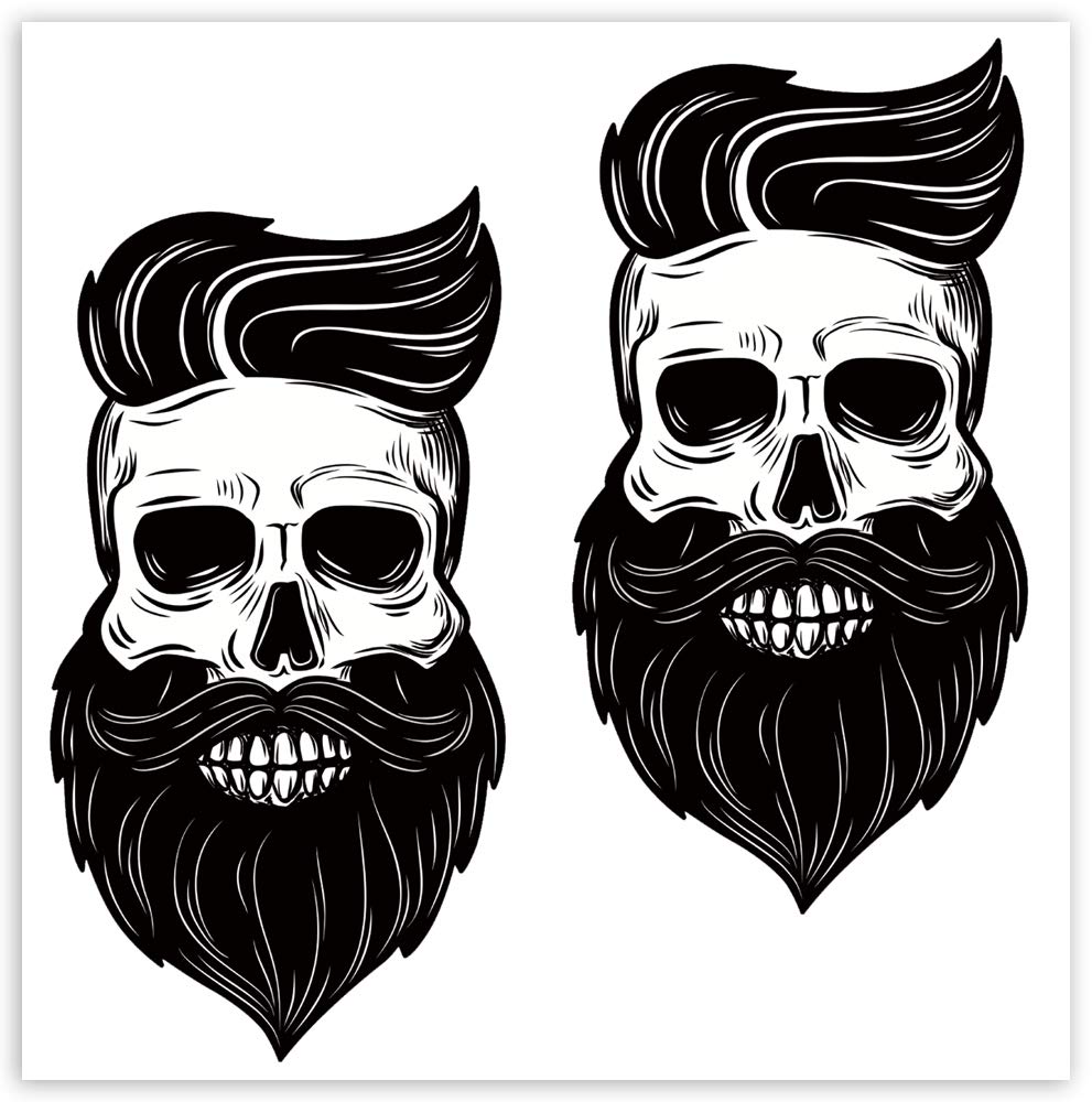 SkinoEu® 2 x Vinyl Self-Adhesive Stickers Skull Beard Modern Laptop iPad Car Window Auto Moto Motorcycle Helmet Bike Skate Truck Racing Tuning B 136 Z*