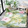 Safavieh Barbados Collection BAR516X Tropical Floral Indoor/ Outdoor Area Rug, 4' x 6', Green/Pink