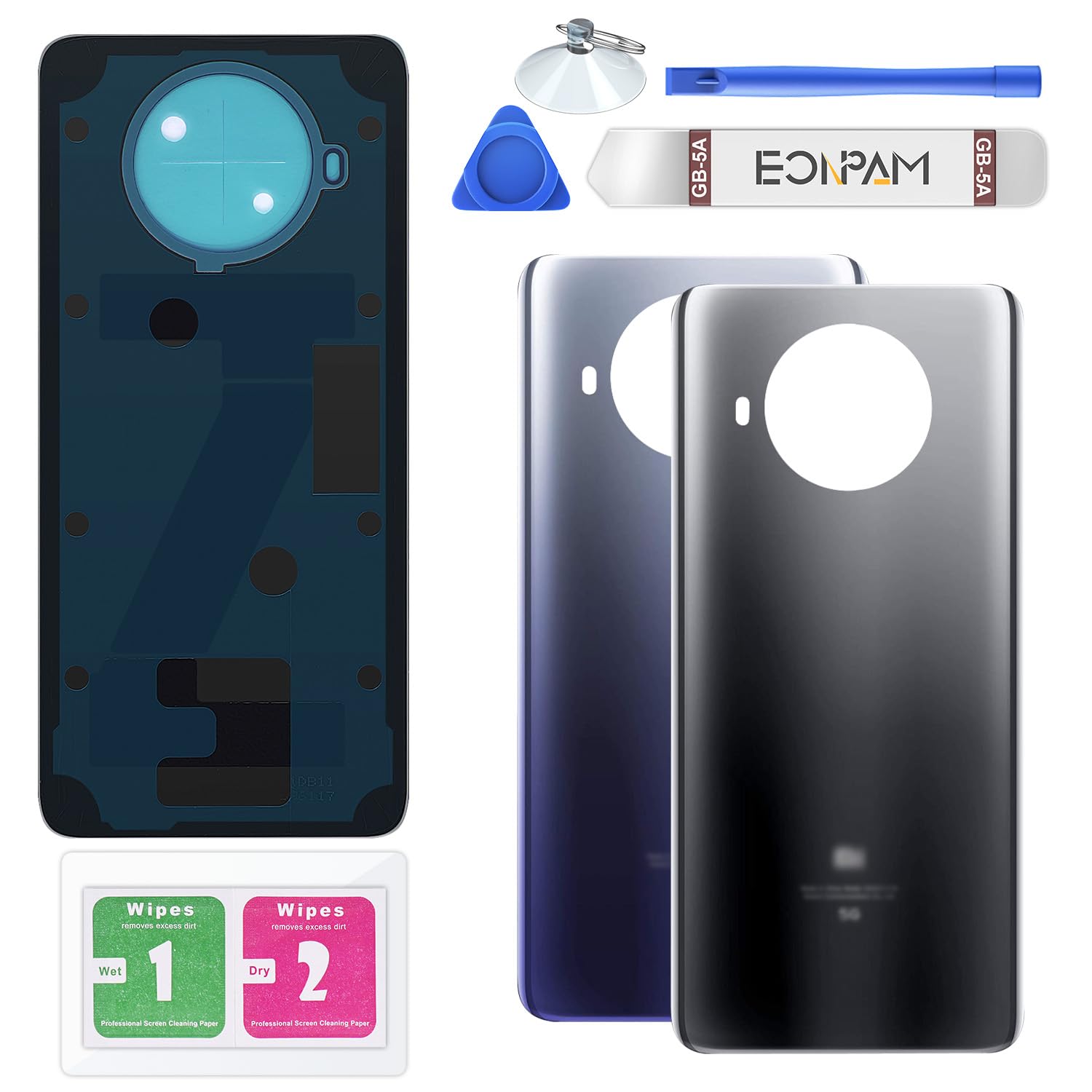 Eonpam Back Cover Glass for Xiaomi Mi 10T Lite Rear Glass Replacement with Repair Kit Genuine Rear Housing (Pearl Gray)