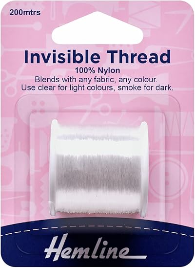 Hemline 200m Clear Nylon Invisible Thread - Strong & Durable Sewing Supply