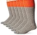 Dickies Men's 5 Pairs Cotton Boot Crew Socks, Black Marl Blaze Orange Top, Sock Size:10-13/Shoe Size: 6-12