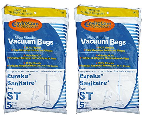 10 Eureka Sanitaire Type ST Vacuum Bags, Express, Power Team Canister, Home Cleaning System Vacuum Cleaners, 63213, 63213A, 63213-g5, 63213-10, S670D, S677D, SC678A, SC883A, SC888J, EUR 678, EUR 688, EUR 888