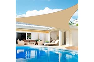 Lehood Sun Shade Sail Triangle 8' x 8' x 8' UV Block Canopy for Patio Backyard Lawn Garden Outdoor Activities，Sand