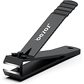 BEZOX Large Toe Nail Clippers for Thick Nails - Straight Edge Nails Clipper for Men, Toenails Clipper for Seniors, Heavy Duty Stainless Steel Fingernail Clippers for Women, Thick Toenails Tool - Black