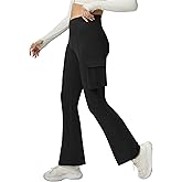 COPYLEAF Women's Flare Yoga Pants with Pockets V Crossover High Waisted Bootcut Yoga Leggings-Flare Workout Gym Leggings