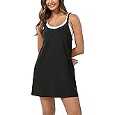 ODODOS Women's Purevibe Cotton Mini Dress with Pockets Strappy Racerback Cover Up Tank Dress (Shirts Not Included)