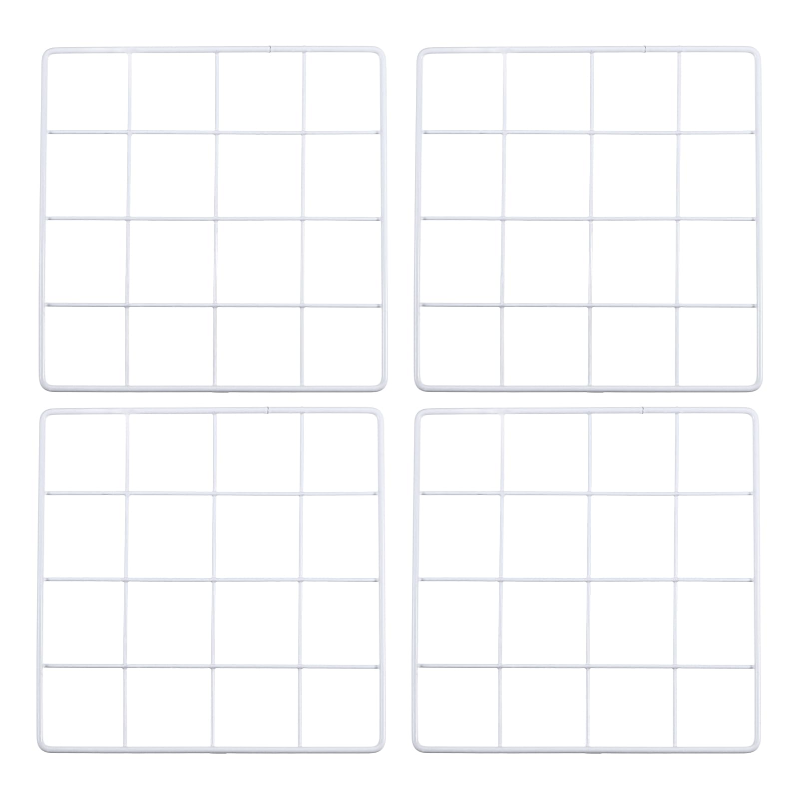 PATIKIL 8x8 Inch Wall Grid Panel, 4 Pcs Metal Wire Photo Wall Decorative Grid for Photo Display Hanging Picture Memo Home Decorations, White