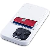 Dockem iPhone 14 Pro Card Case with Liquid Silicone Shell, Built-in Metal Plate for Magnetic Mounting & Stitched-on Wallet with 2 Premium Synthetic Leather Credit Card Slots (M2L, White)