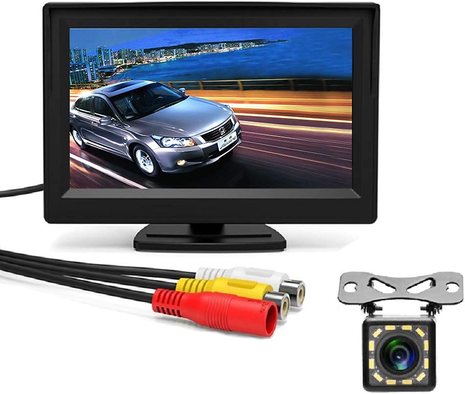 MiCarBa car backup camera and monitor kit, 5-inch LCD monitor Rear view Parking security assistance system with 4-LED night vision camera (CL503K)