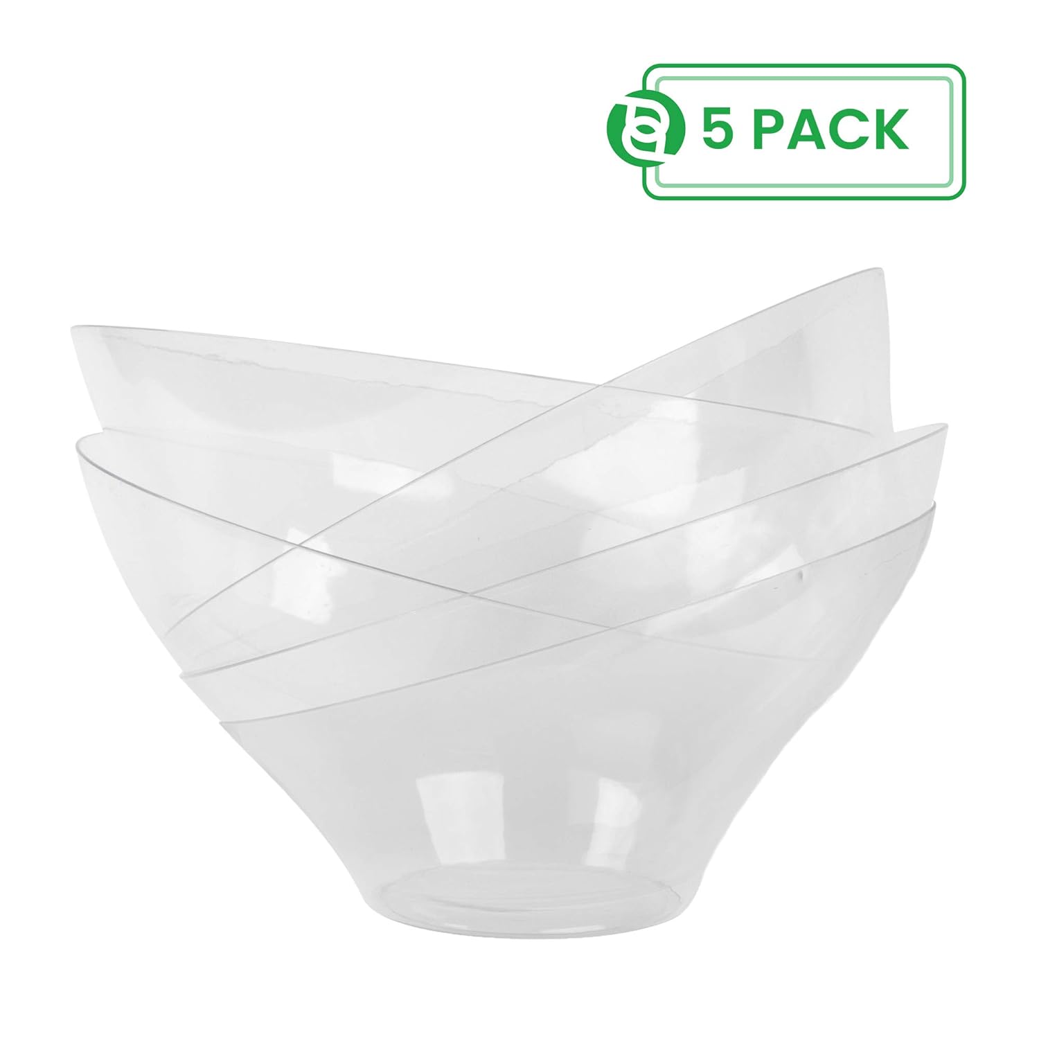 Party Bargain Angled Plastic Bowls | Heavy-duty Premium Quality Small Serving Bowl | Excellent for Weddings, Baby & Bridal Showers, Parties & More | Clear (5 Pack)