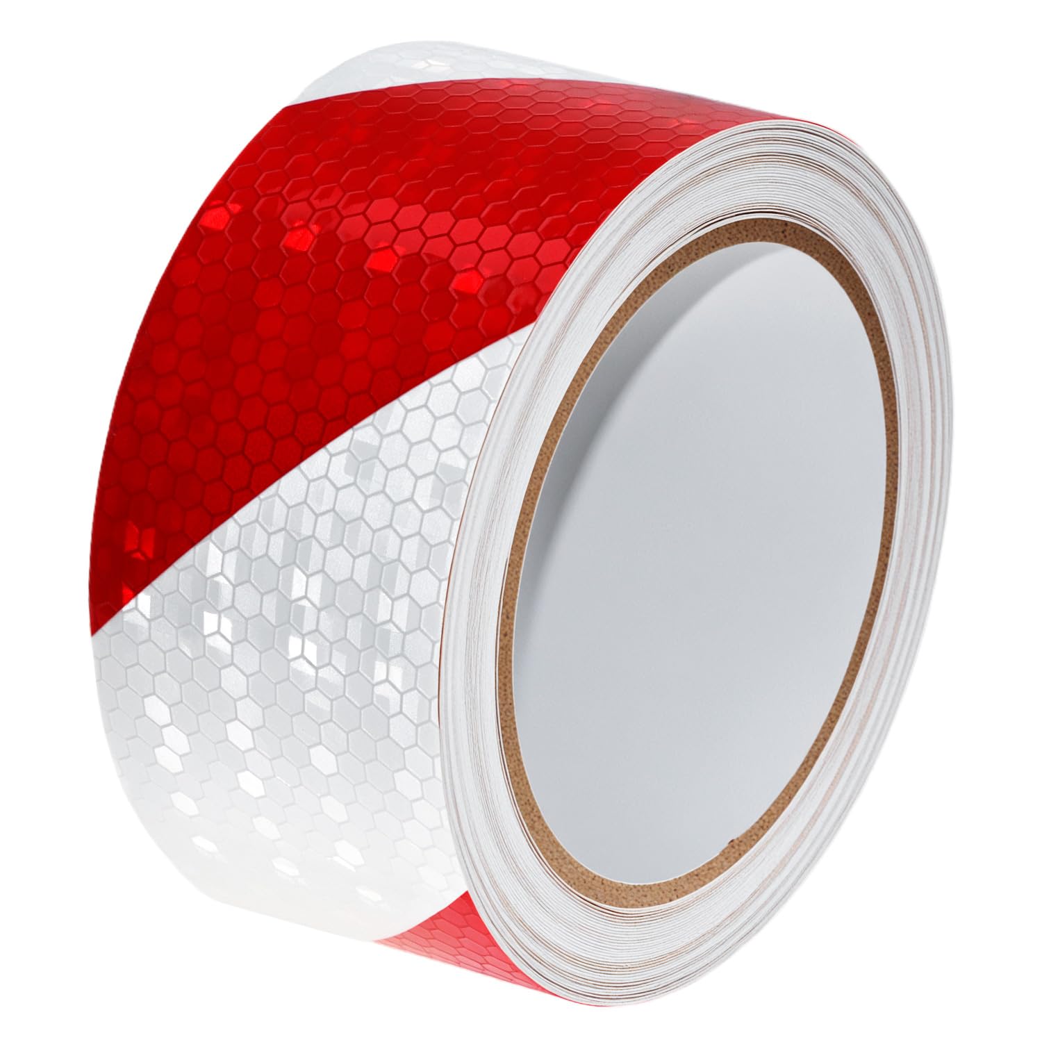QWORK Red & White Reflective Safety Tape 2" x 33ft High Intensity Warning Tape for Vehicles, Trailers, Road Facilities