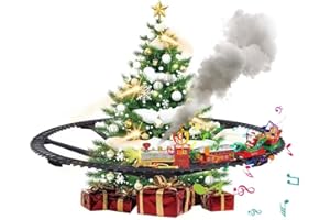 Christmas Train Set with Steam, Toy Train Set Around Under The Christmas Tree, Hanging Xmas Trains with Light/Smoke/Sound/Mus