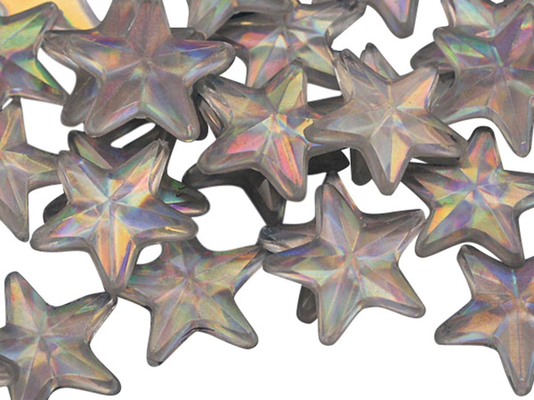 Allstarco Star Rhinestones Embelishments 15mm Flat Back Acrylic Plastic Gems for Jewelry, Crafts, Costumes, Invitations, Cosplay - 35 Pieces (Crystal Clear AB)